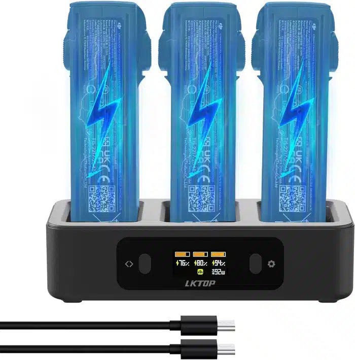 LKTOP 100 W Avata 2 Akku-Ladehub, Zweiwege-USB-C-Schnellladegerät mit LED-Bildschirmanzeige