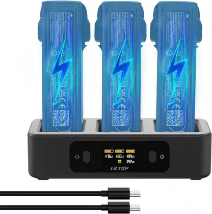 LKTOP 100 W Avata 2 Akku-Ladehub, Zweiwege-USB-C-Schnellladegerät mit LED-Bildschirmanzeige