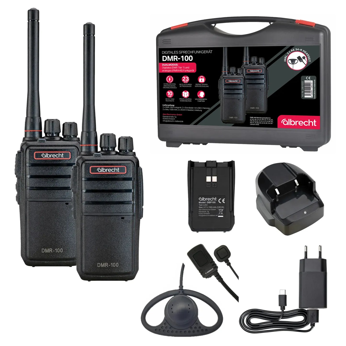 Albrecht DMR-100 digitales Funkgerät + PMR446 2er Set