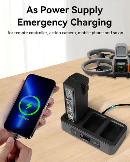 LKTOP 100 W Avata 2 Akku-Ladehub, Zweiwege-USB-C-Schnellladegerät mit LED-Bildschirmanzeige