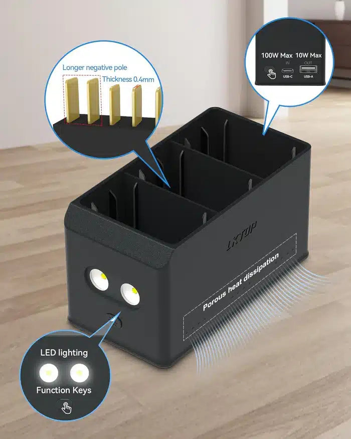 LKTOP 100 W Mini 4 Pro/Mini 3 Serie Akku-Ladehub (3-fache Schnellladung)