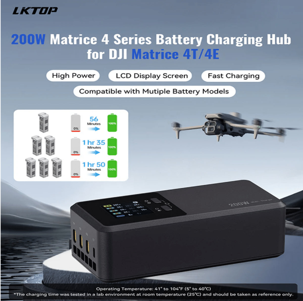 LKTOP 200W DJI Matrice 4T / Matrice 4E Dreiwege-Ladegerät